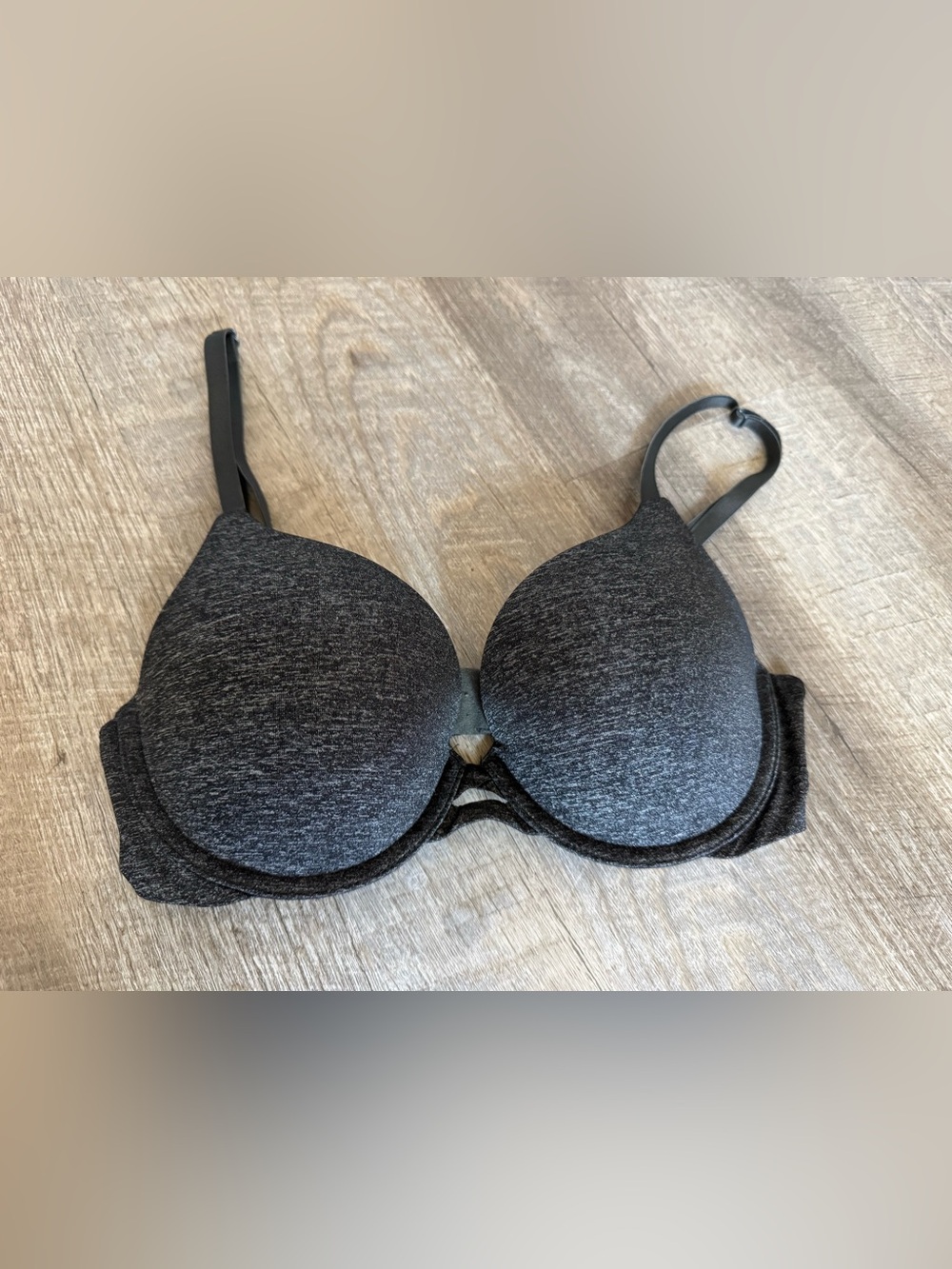 Victoria's Secret Perfect Coverage Padded Underwire T-Shirt Bra, 32C, Gray Black